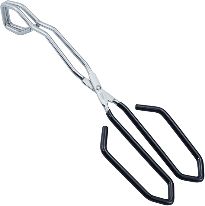 Stainless Steel Scissor Tongs with Black Handle 11-Inch Heavy Duty Wire Tongs