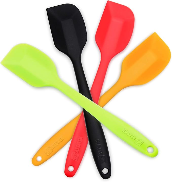 Silicone Spatula 4-piece Set, Heat-Resistant Non-stick Rubber Spatulas with Stainless Steel Core