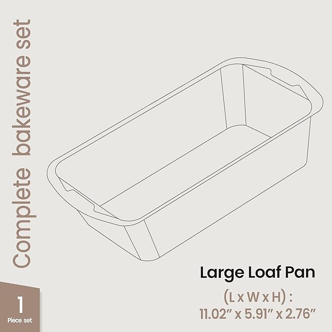 Nonstick Loaf Pan Set Pack of 1, Carbon Steel 11" Large Baking Bread Pan, Oven Safe Up to 450°F, PFOA, PFOS, PTFE Free, Space Saving Stackable Design, Stain Resistant, Dishwasher Friendly,White Marble