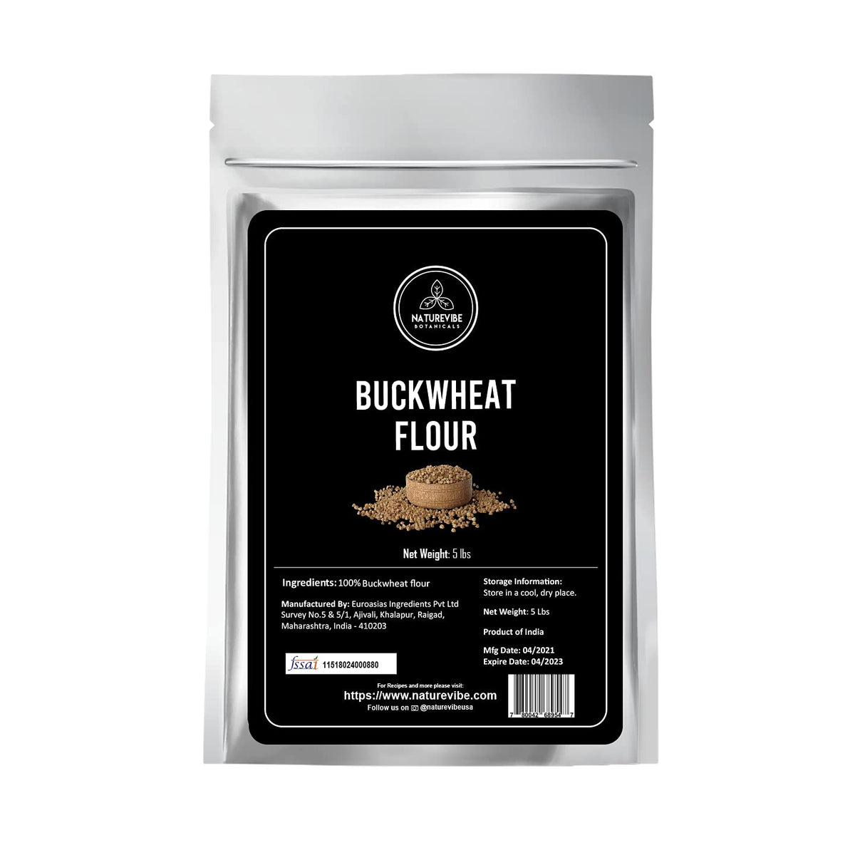 Naturevibe Botanicals Buckwheat Flour 5lb Premium Quality | Used for Baking and as Thickener