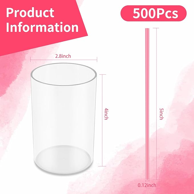 500 Pcs Neon Pink Coffee Stir Sticks Set Acrylic Stir Stick Holder Coffee Stirrers Holder Cocktail Straws Bar Straws Drink Stirrers for Coffee Bar Cocktail Tea Juice Party Supplies Restaurant Decor