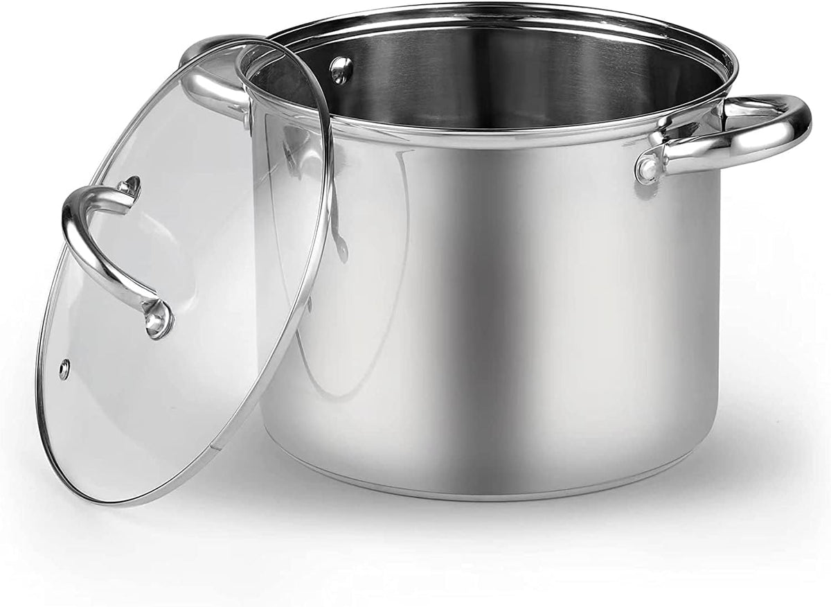 Cook N Home Stockpot with Lid, Basics Stainless Steel Soup Pot, 12-Quart