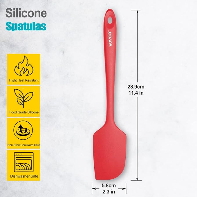 3 Pack Large Silicone Spatula for Kitchen,600°F Heat resistant Rubber Spatulas for Baking,Cooking, Scraping,and Mixing,Non Stick Kitchen Utensils, BPA Free, 11.2 IN, Red