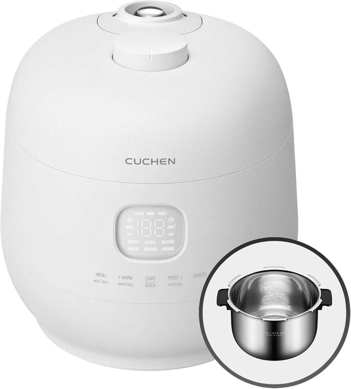 [CUCHEN] CRH-TWS0610PWUS, IH Induction Heating Dual Pressure Rice Cooker, 6 Person | 6-cup, 1.14Quarts (uncooked) 12-cup, 2.28Quarts (cooked), Full Stainless Inner Pot, Automatic High/Non-Pressure, Easy Open Handle, Auto Steam Clean, Made in Korea
