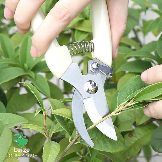 Leize Flower Scissors Set, 2 Pack Premium Thickened Stainless Steel Floral Shears, Strong Pruner for Flowers, Branches and Leaves, Upgrade