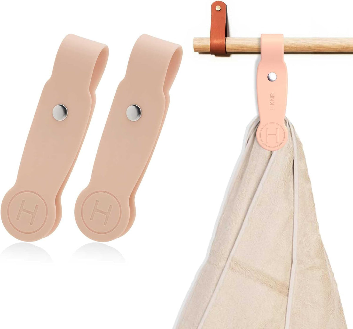 2 Pcs Strong Magnetic Towel Clips for Kitchen, Waterproof Silicone Towel Holder, Multi-Purpose Towel Holder for Bathroom, Kitchen, Outdoor Use (2 Pcs Khaki)