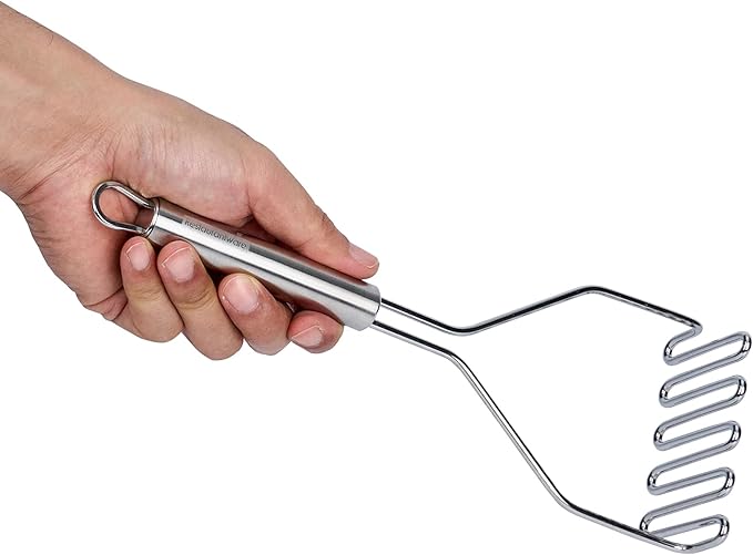 Restaurantware-German Standard Wire Mashers With Ergonomic Handle, 6 Heavy-Duty Potato Mashers - Dishwashable, Durable, Stainless Steel Food Masher, For Avocado, Beans, Sweet Potatoes, And, More