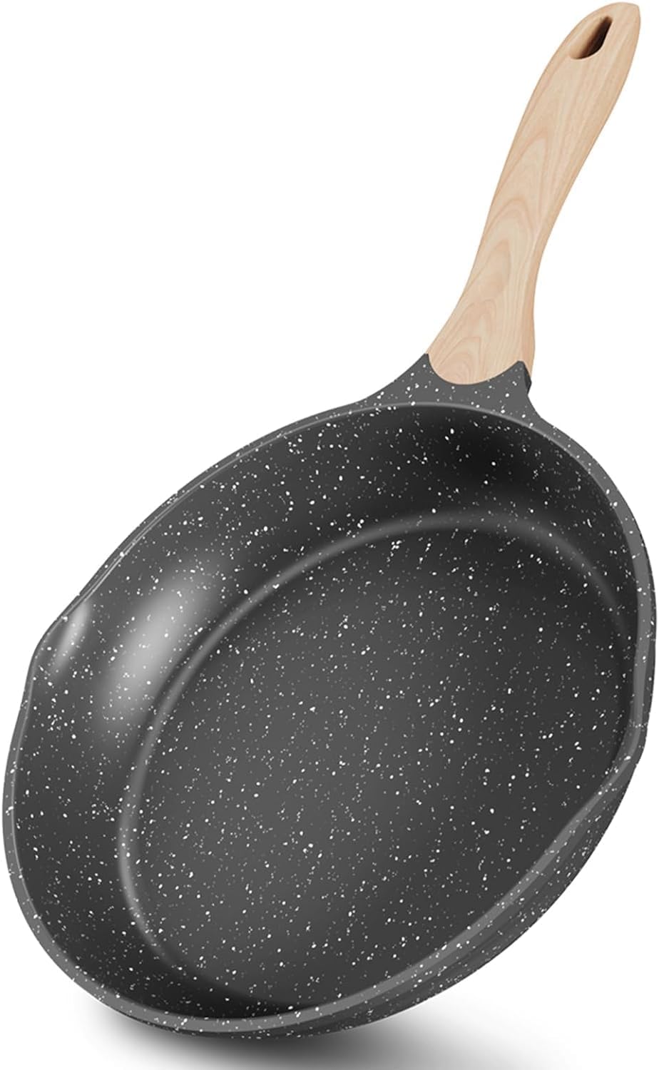 JEETEE Nonstick Frying Pans Set, Nonstick Omelette Skillet Set 3 Pcs, 8" 9.5" 11" Granite Non-Stick Frying pan with Bakelite Handle, Compatible with All Stovetops (Gas, Electric & Induction), Grey