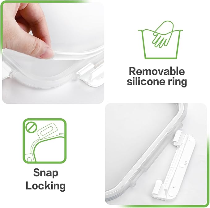 8 Pack 36oz Large Glass Meal Prep Containers with lids, Glass Food Storage Containers with Leak Proof Snap Lock Lids , Airtight Bento lunch Boxes, Kitchen Storage, Oven and Dishwasher Safe-White