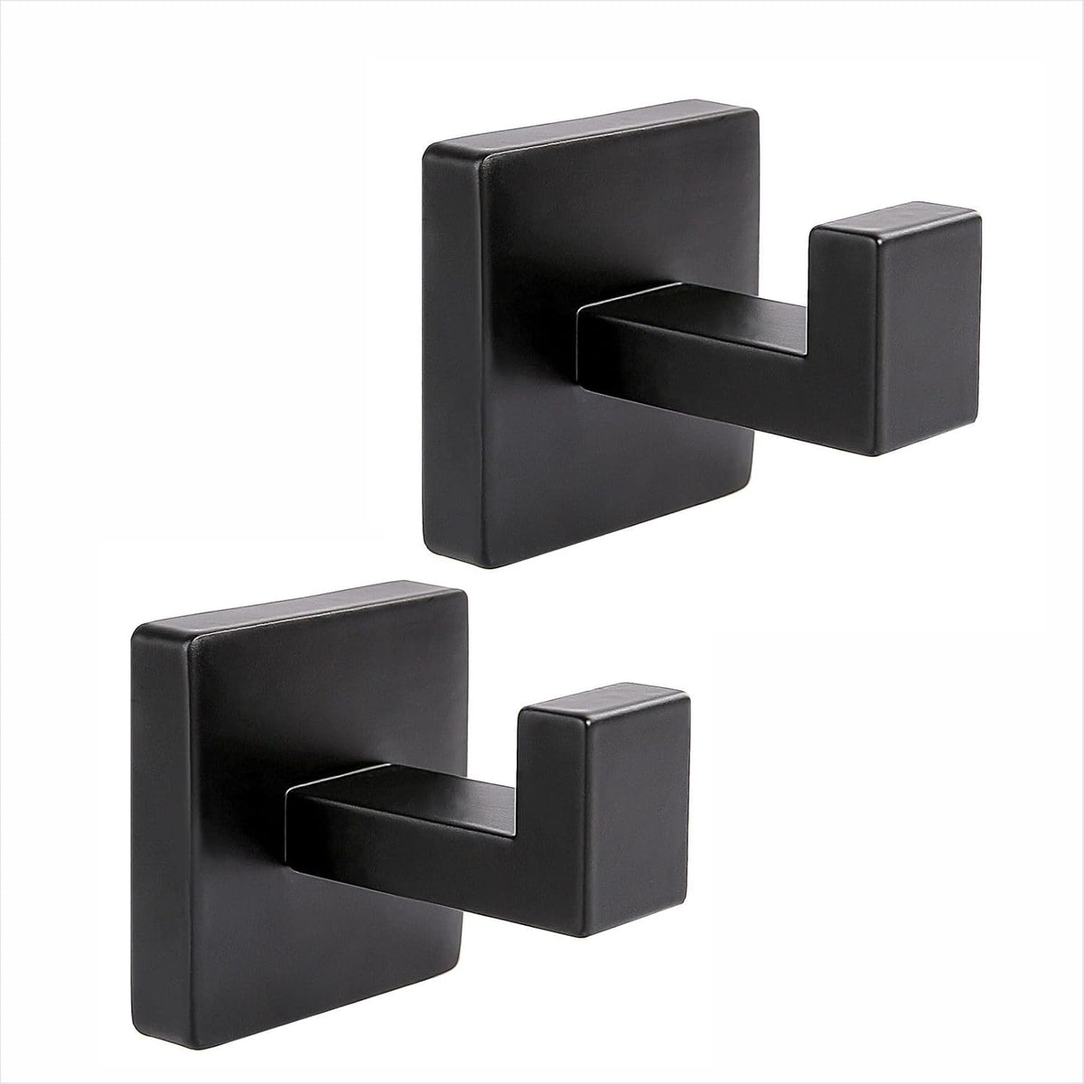 Matte Black Robe & Towel Hooks, Heavy Duty SUS 304 Stainless Steel, Wall Mounted, 2 Pack, Modern Design for Bathroom, Kitchen, and Bedroom