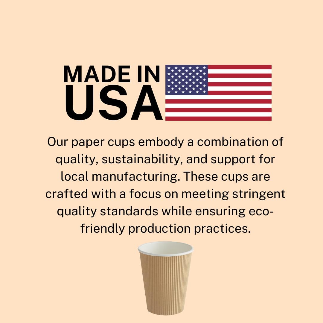 Ripple Paper Cups 12 oz 500 Pack for Coffee & Tea Made in USA | Bulk for Home, Office, Restaurants & Coffee Shops | Recyclable, Insulated, & Disposable To-Go Cups for Hot Beverages (12 oz - 500 count)