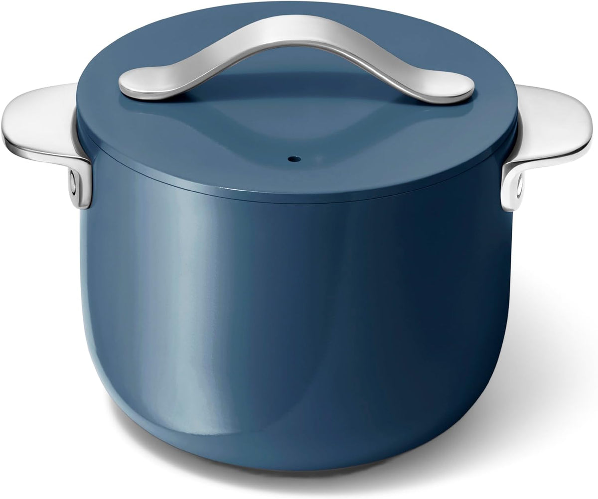 Caraway Petite Cooker - 2 Qt Ceramic Coated Pot - Free From Forever Chemicals - Perfect for Rice, Grains, or Sauces - Navy