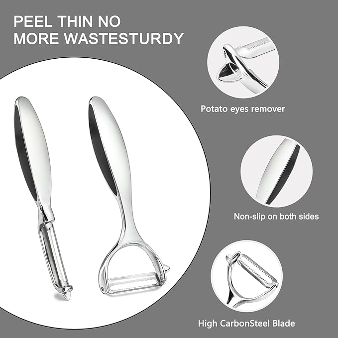 Vegetable Peeler Stainless Steel Potato Peelers Y-Shaped and I-Shaped Peelers,Veggie Carrot Fruit Peelers for Home kitchen