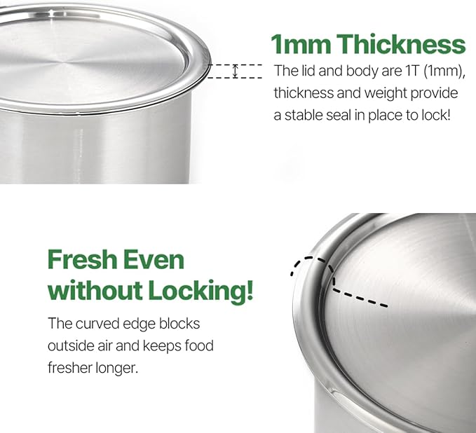 CaKE 5PCS Stainless Steel Food Storage Containers With Lids 5PCS Canister Set Kitchen Appliances Dishwasher Safe Premium South Korea
