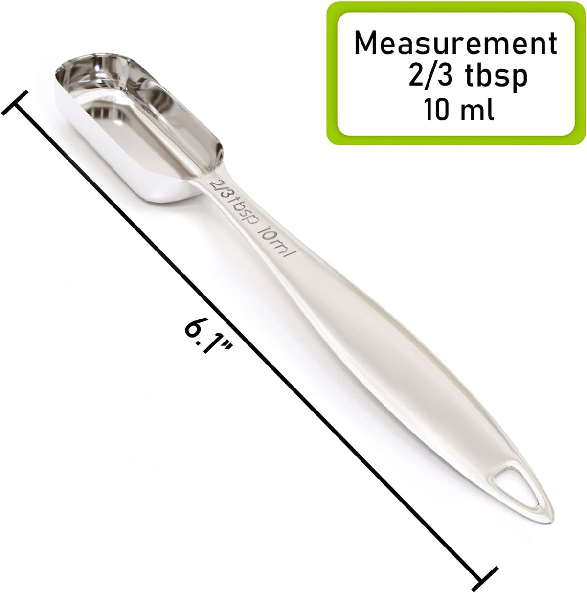 2PCS 2/3Tablespoon (2tsp, 10ml) Single Measuring Spoon, Individual Stainless Steel Long Handle Measure Teaspoon Only