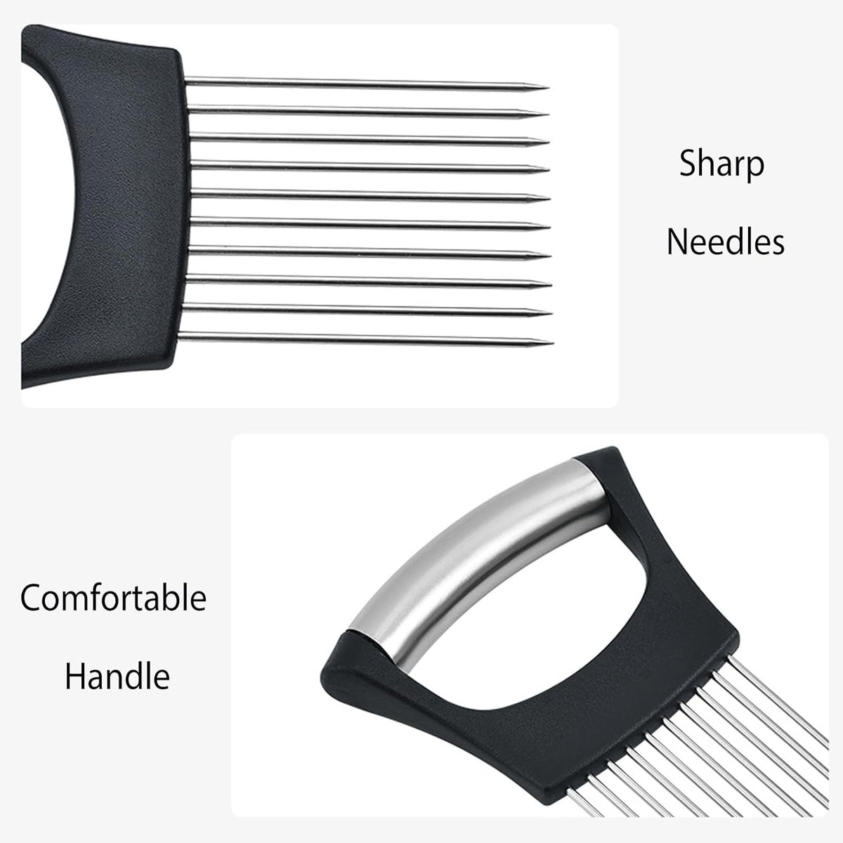 Stainless Steel Onion Slicer Holder, Onion Holder for Slicing & Onion Cutter, Tomato Slicer for Vegetables (Onions, Tomatoes, Potatoes, Avocados, Eggs), Kitchen Slicing Assistant Tool (B-1 PCS)