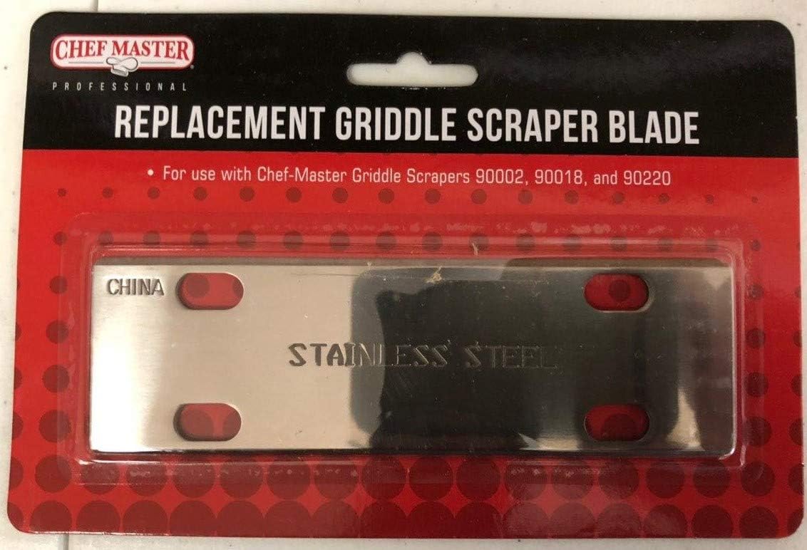 Chef Master Stainless Steel Replacement Blade Griddle Scraper, 5 1/2" Wide x 1.2mm Thick Stainless Steel Reversible Blade, Fits Most Scrapers, Double Beveled Edge for Chrome Griddle by FryOilSaver Co.