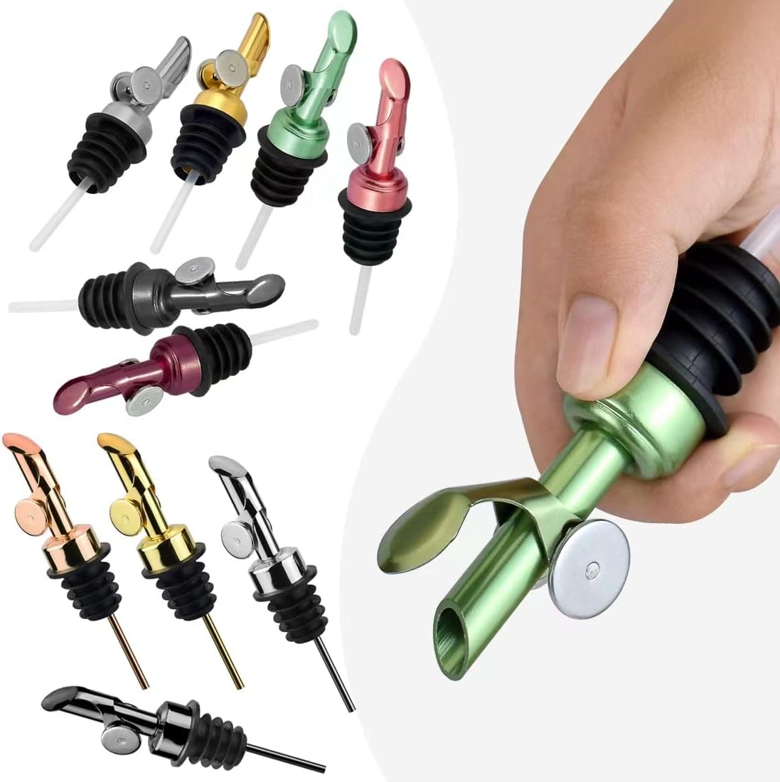 MEETSWEET Olive oil dispenser spout, pour spouts，304stainless steel automatic opening and closing spout, leak-proof, for olive oil, vinegar, wine and other liquid bottles (304black)…