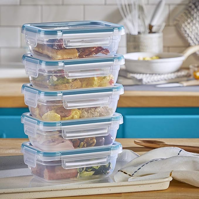 Snapware Total Solutions (3 Cup) Plastic Food Storage Containers Set, Airtight & Leakproof Locking BPA-Free Lids Tupperware, Freezer Dishwasher Microwave Safe (Pack of 10)