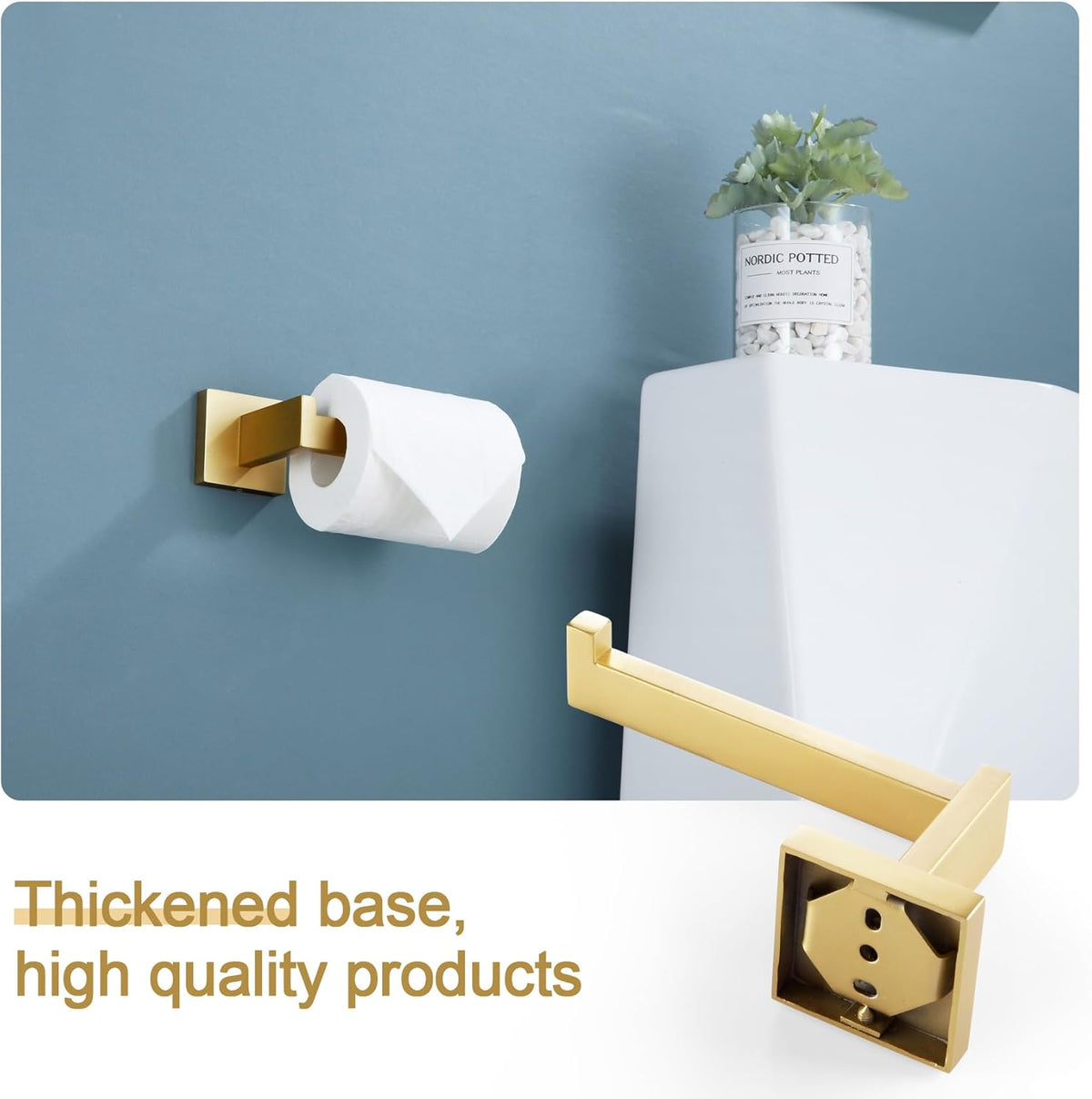 KOKOSIRI Gold Toilet Paper Holder Toilet Roll Holder for Bathroom Kitchen Washroom T-304 Stainless Steel Wall Mounted, Gold Finish, B2003BG