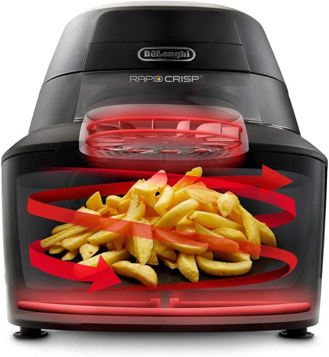 De'Longhi Rapid Crisp Air Fryer, 4-Quart, 1700-Watt Cooker, Fries, Crisps, Roasts, Bakes, Pizza, 4 Preset Temperatures, up to 20% Faster Cooking, Easy Clean Nonstick, FH2133