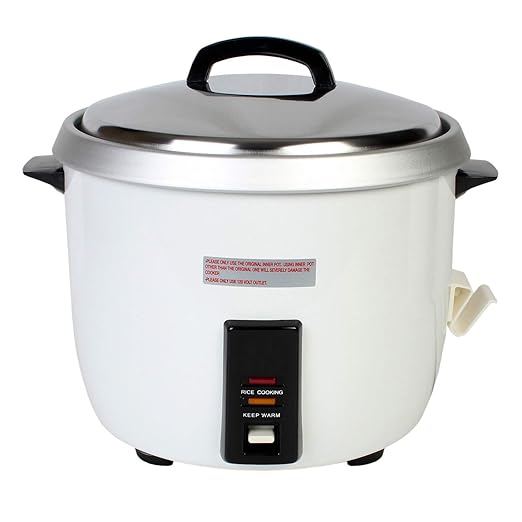 Thunder Group SEJ50000 Rice Cooker/Warmer, Electric, 30 Cup uncooked Rice Capacity, 14-5/8" x 14-5/8" x 14-2/3", Keeps Rice Warm for up to 3 Hours, Includes Plastic White ri