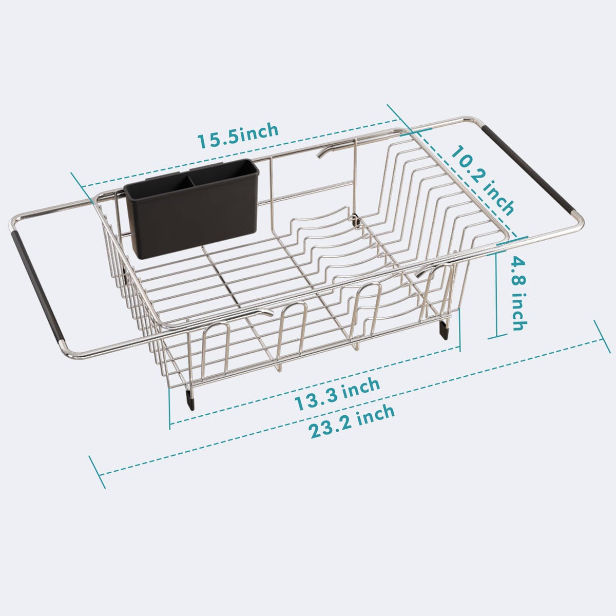 JASIWAY Dish Drying Rack in Sink, Expandable Stainless Steel Dish Drainers for Kitchen Counter, Dish Dryer Rack for Inside Sink, Over The Sink Dish Racks with Utensil Holder, Silver