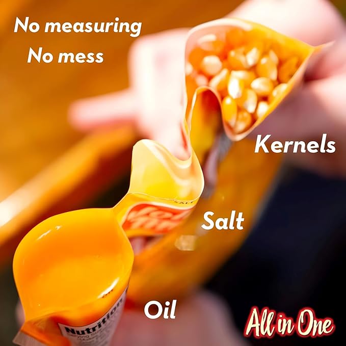 JOLLY TIME All in One Popcorn Kit, Portion Packets with Kernels, Oil and Salt for Movie Theater or Air Popper Machines (18 pack, 12oz Kettle)