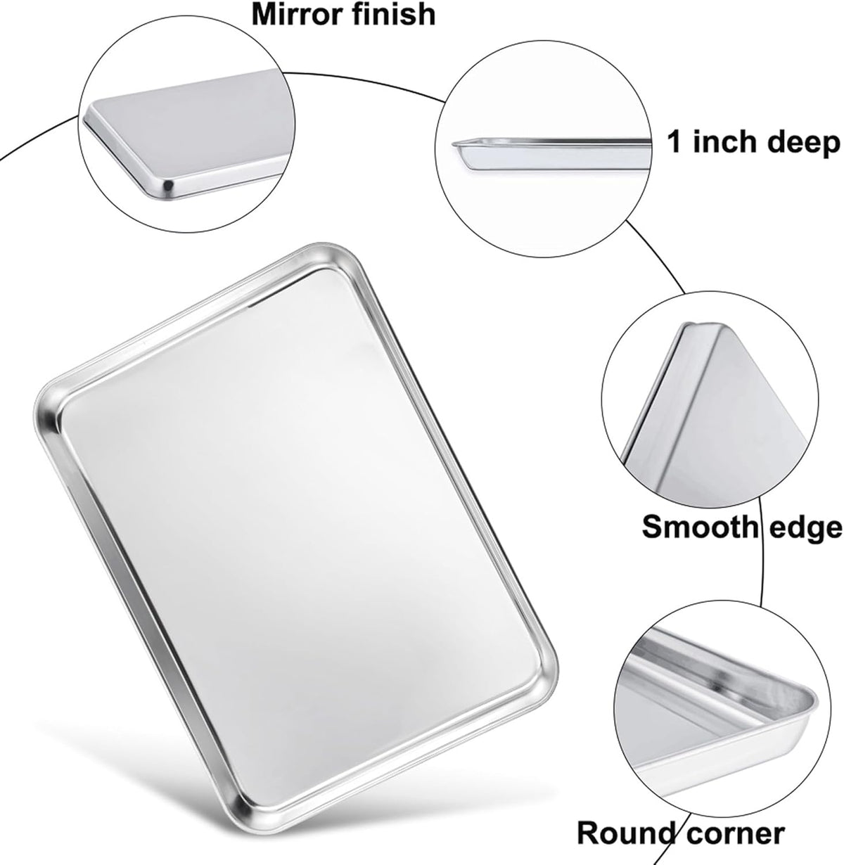 TeamFar Cookies Sheet with Rack, 16 x 12 x 1 Inch Stainless Steel Baking Sheet Tray Pans with Grid Wire Racks for Cooling Baking Roasting, Non-Toxic & Heavy Duty, Dishwasher Safe, 2 Pans + Racks