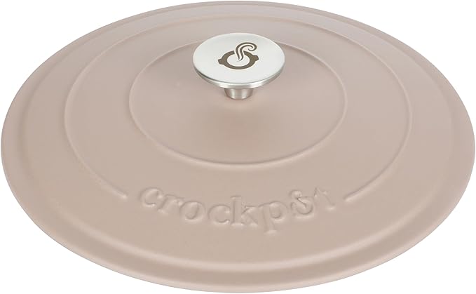 Crock Pot Artisan 7-Quart European Enameled Round Cast Iron Dutch Oven Pot With Lid - Matte Dusty Pink