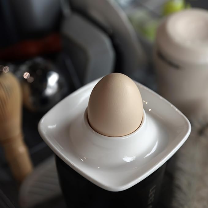 Ceramics White Egg Cups Egg Holders for Hard Boiled Eggs Set 6pcs