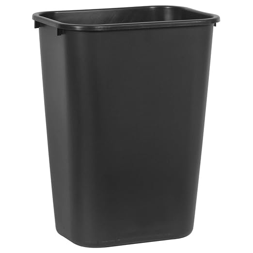 Rubbermaid Commercial Products Deskside Wastebasket/Trash Can, 10.25-Gallon/41-Quart, Black, Plastic, Garbage Can for Home/Office, Fits Under Desk/Sink/Cabinet, Pack of 4