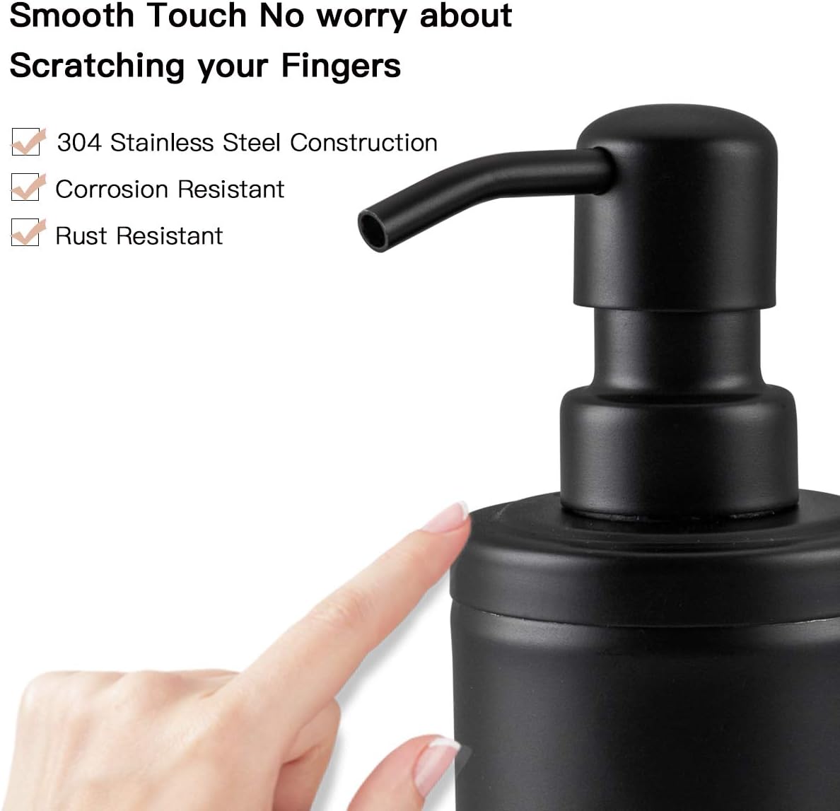 GAPPO Matte Black Soap Dispenser Stainless Steel Metal Pump Hand Lotion Bottle for Bathroom, Bedroom and Kitchen(300ML/10.15Ounce)