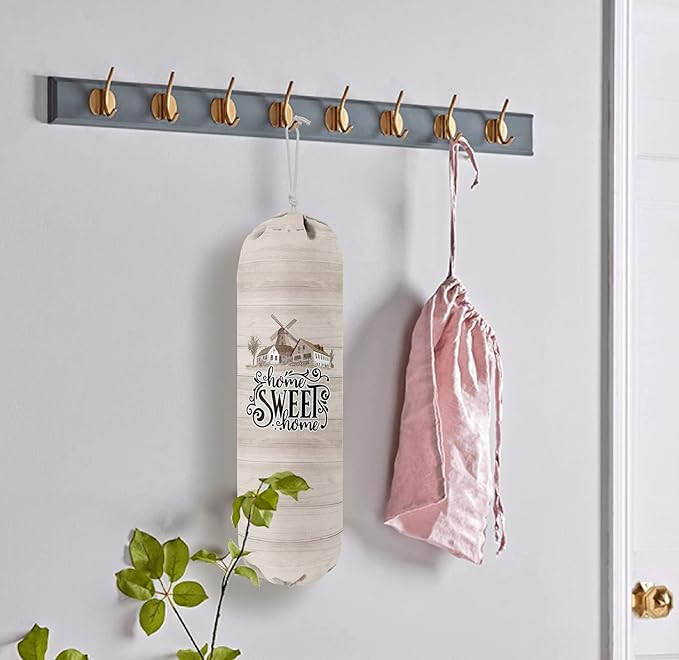 Home Sweet Home, Grocery Bags Holder Organizer for Shopping Bags，Wall Mount Plastic Bags Storage Container Dispensers, Gift for Women Mother Grandmother Friend