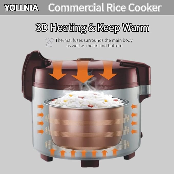 Commercial Rice Cooker & 45 Cups (Cooked) Large Cooker Rice | 8.17Qt Rice Warmer Commercial | 1200W Fast Cooking Electric Rice Cooker for Restaurant | Auto Keep Warm | Non-Stick Inner Pot