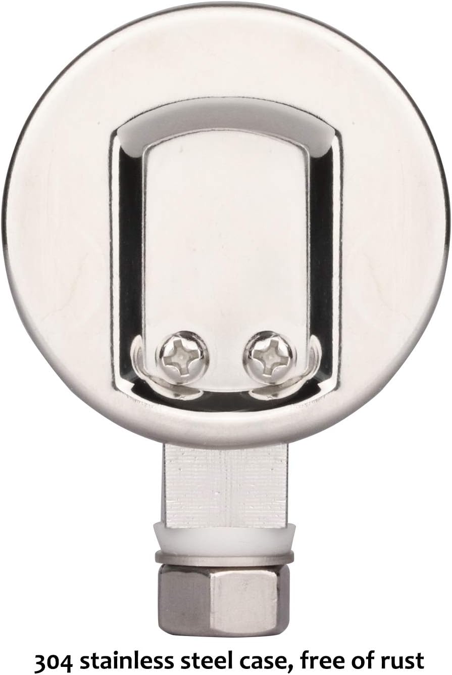 MEASUREMAN Stainless Steel Pressure Cooker Gauge, Pressure Canner Gauge, Steam Pressure Gauge, 2" Dial, Lower Mount, Including Gasket, Washer and Nut