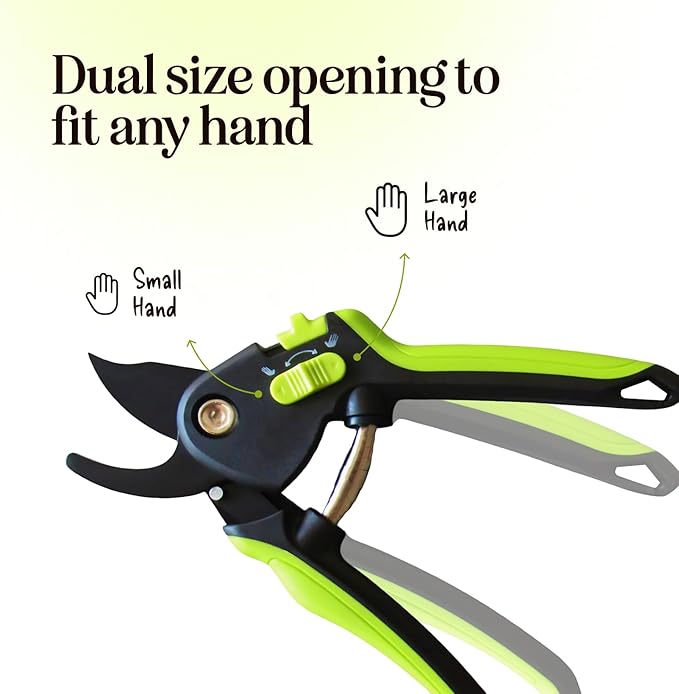 Ultra Sharp Pruning Shears Hedge Clipper – Cuts 3X Easier, Dual-Size Opening, Weak Hand Arthritis Clippers, Rust-Resistant Pruner, Effortlessly Cuts
