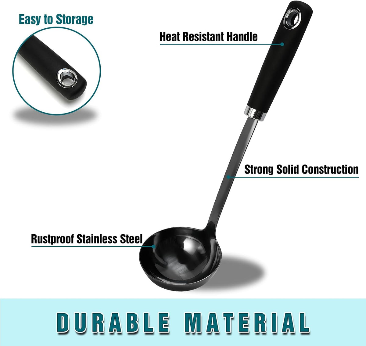 12 inch Soup Ladle, Stainless Steel Ladle Spoon, Soup Spoons with Comfortable Handle, Kitchen Utensil for Cooking, Metal Kitchen Accessories