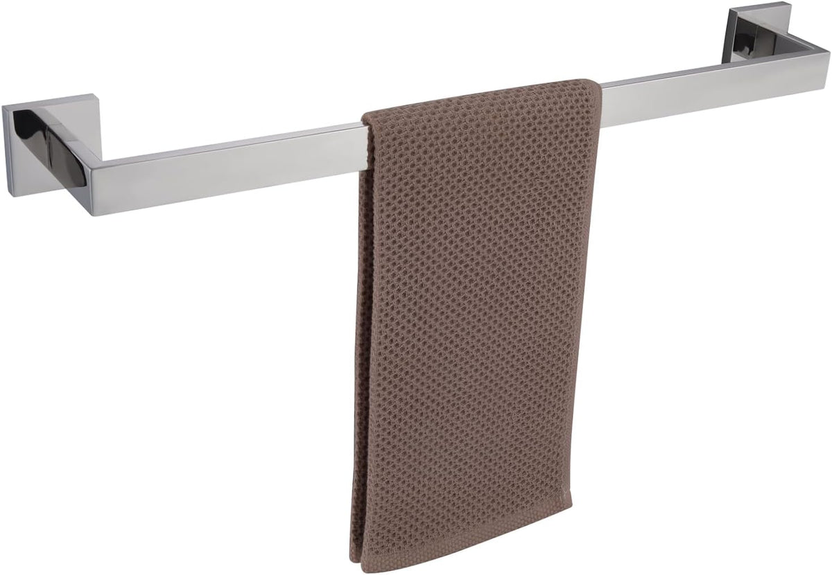 TASTOS 23.6 Inch Black Single Towel Bar Rack, SUS 304 Stainless Steel Bathroom Towel Bar Heavy Duty Towel Holder Kitchen Towel Rod, Wall Mount with Screws Towel Bar Rod Polished Chrome Finish