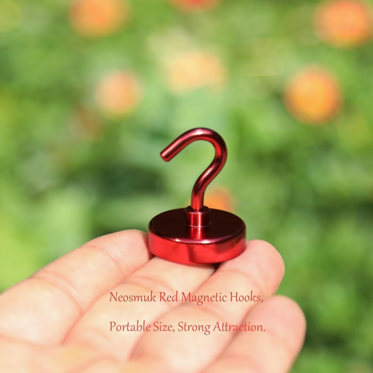 Neosmuk Magnetic Hooks Heavy Duty,Strong Magnet with Hook for Fridge, Super Neodymium Extra Strength Industrial Hooks for Hanging, Magnetic Hanger for Toolbox, Cruise, Grill(Red,10 Pack)