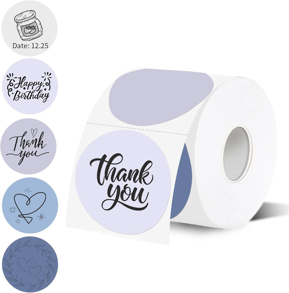2 Inch Purple Gradient Round Thermal Label Printer Stickers - Self-Adhesive Direct Labels for DIY Logo Design, Name Tag (500 Labels/1 Roll)