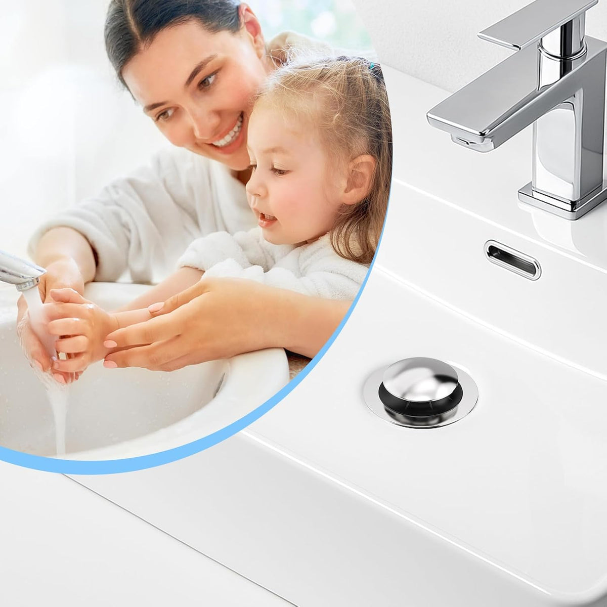Universal 4 in 1 Bathroom Sink Drain Strainer with Removable Filter Basket, Pop Up Pure Copper Bathroom Sink Stopper, Anti-Clogging Bathroom Drain Stopper Sink Plug