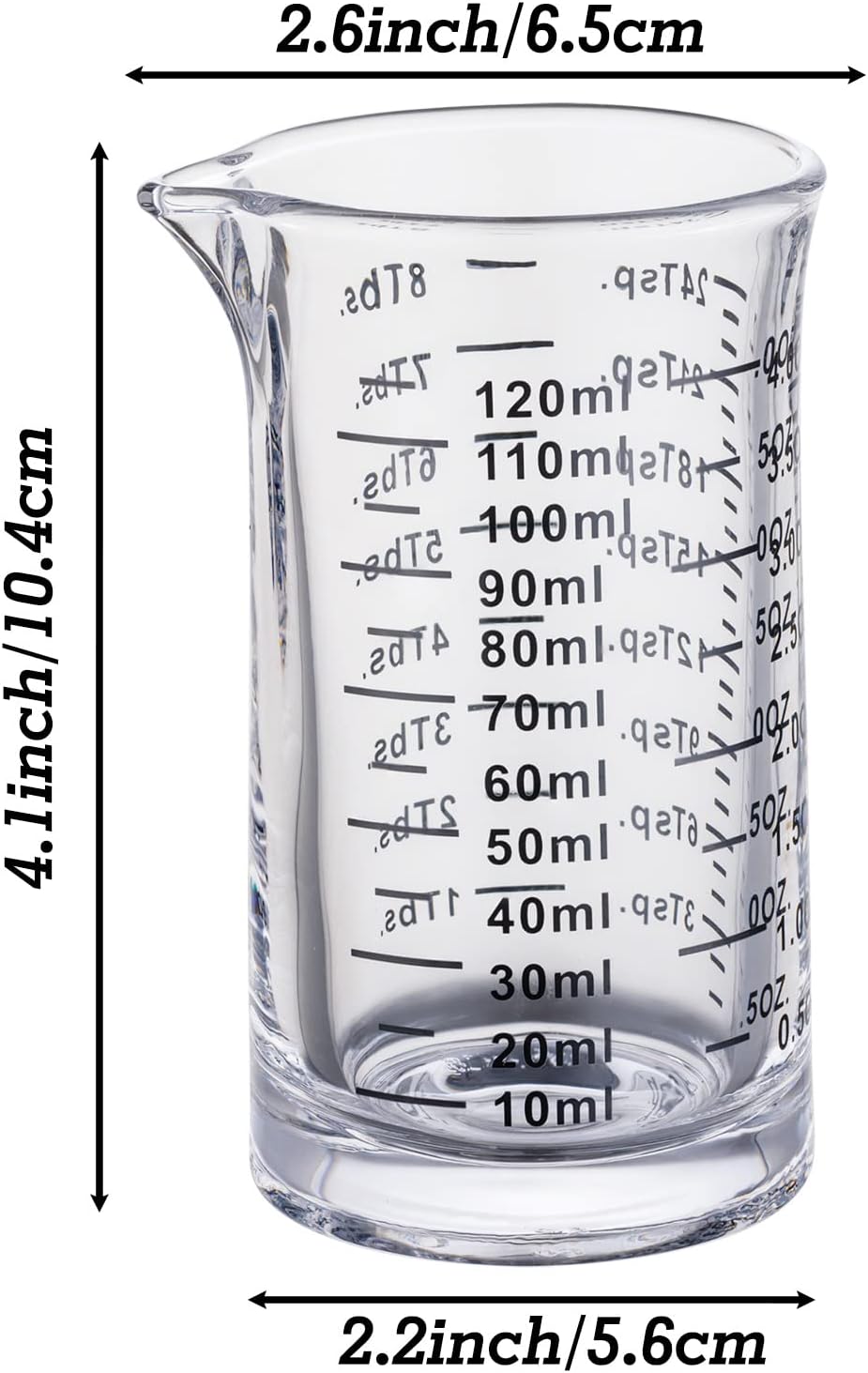 Ackers 4 Oz Glass Measuring Cup,Borosilicate Shot Glass with V-Shaped Spout-Black Line
