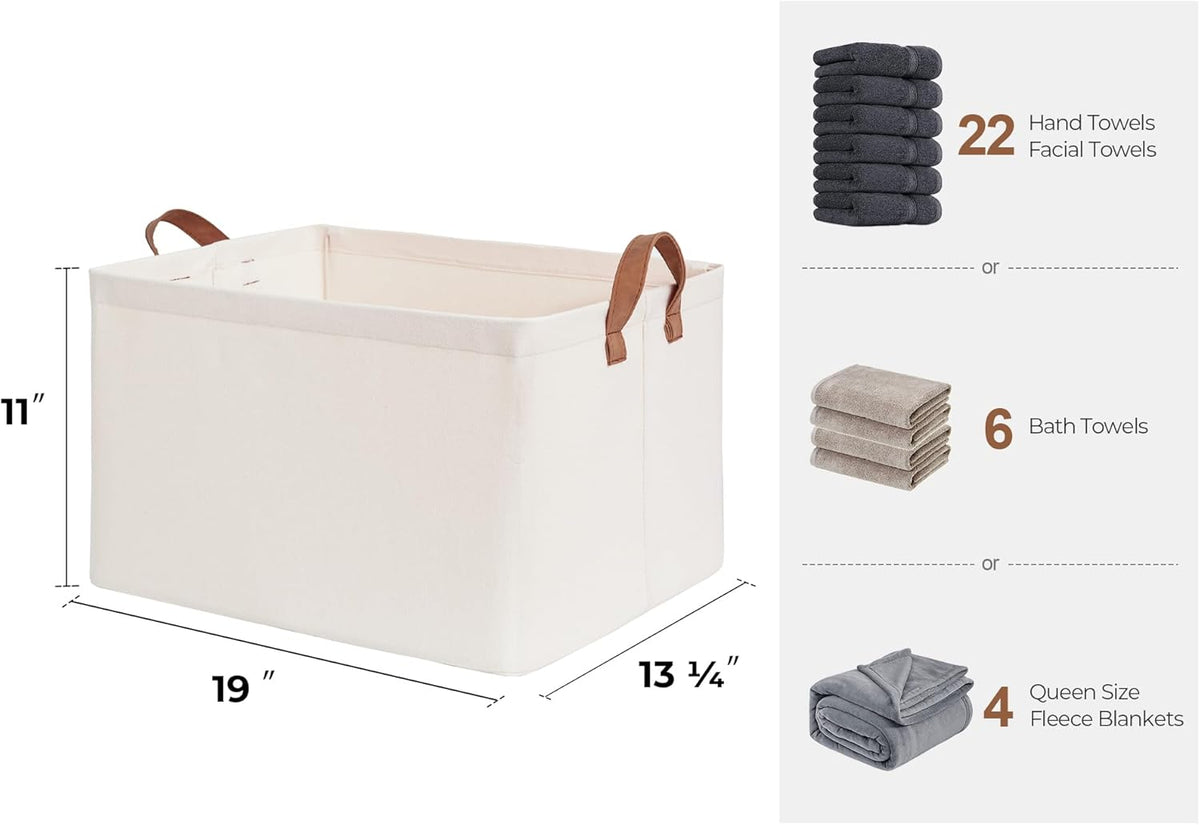 StorageWorks Storage Bins, Fabric Storage Bins for Shelves, Extra Large Storage Baskets with Metal Frame, Closet Baskets and Bins with Handles, Jumbo, Natural Color, 2-Pack