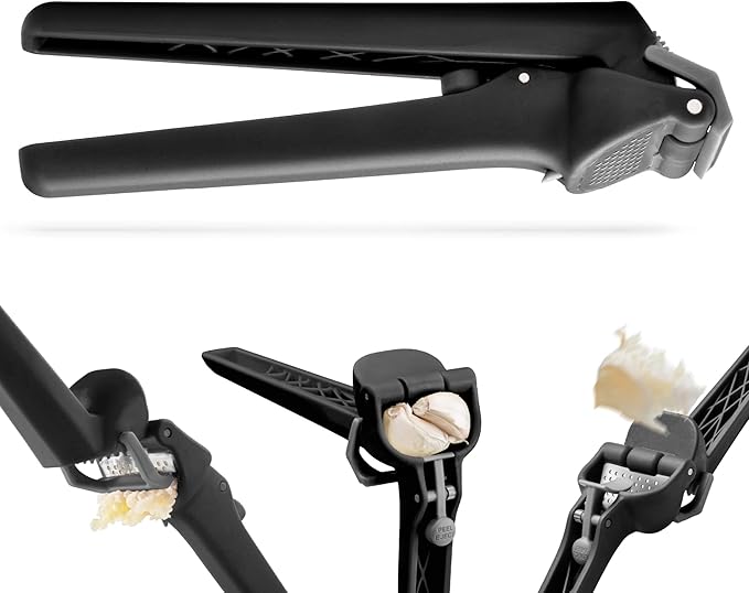 Dreamfarm Garject Lite 2-In-1 Garlic Peeler, Garlic Press & Mincer with Garlic Peel Ejector, Nylon - Black