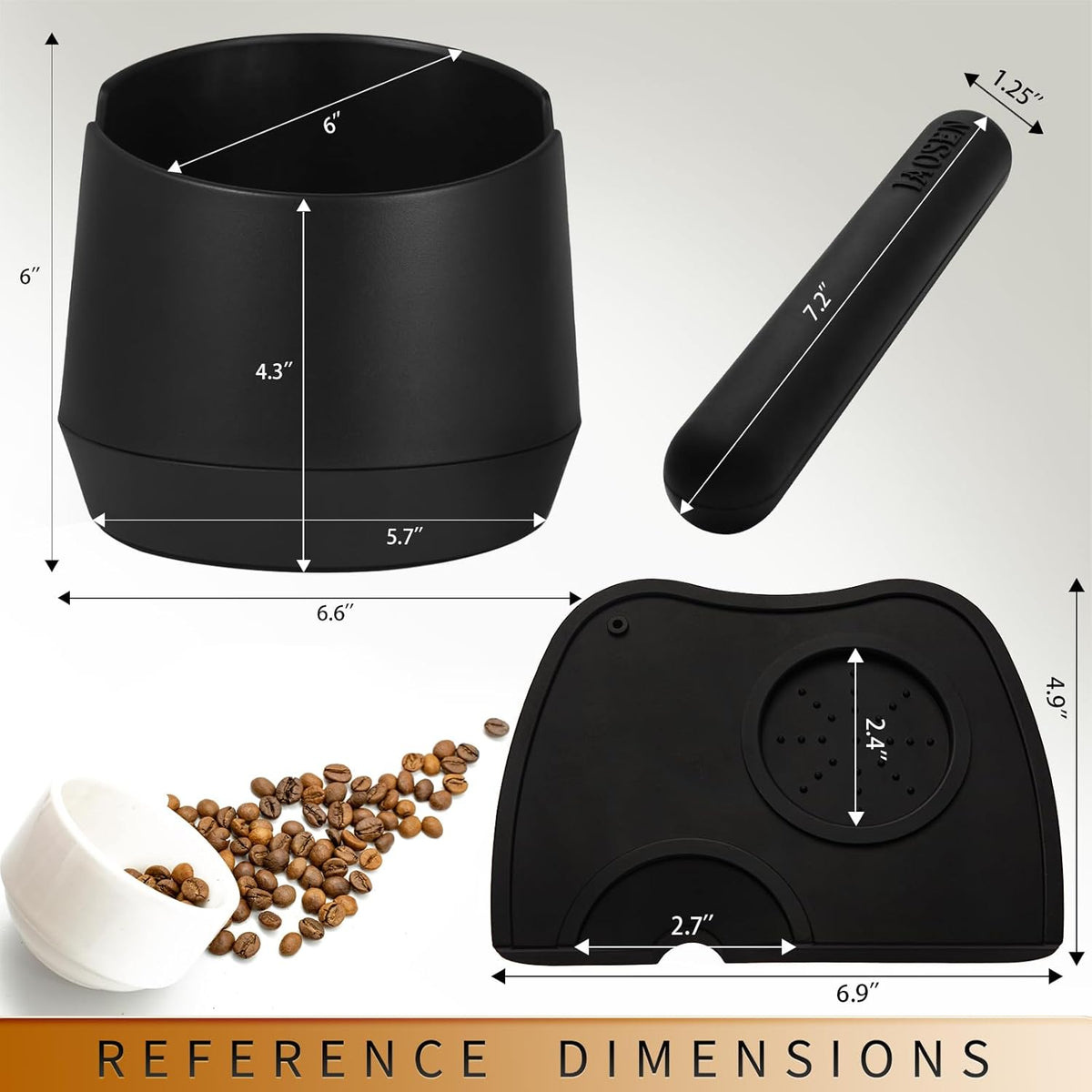 6 Inch Large Capacity Design Espresso Knock Box Tamping Mat Espresso Machine Accessories Set of 2 with Removable Knock Bar and Anti-Slip Base for Home Office Barista Tools for Bar Shop