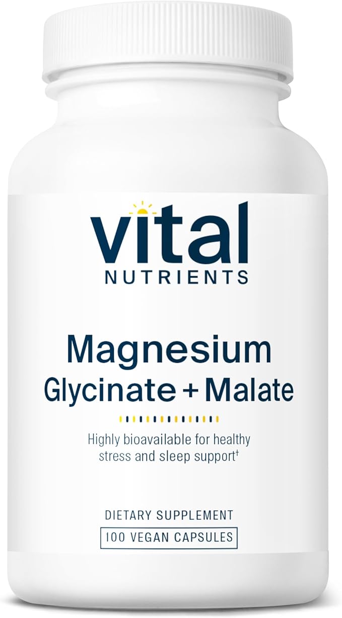Vital Nutrients Magnesium Glycinate + Malate | 120mg Vegan Magnesium Supplement for Women and Men | Muscle, Heart, Bone Support* | Promotes Relaxation | Gluten, Dairy and Soy Free | 100 Capsules