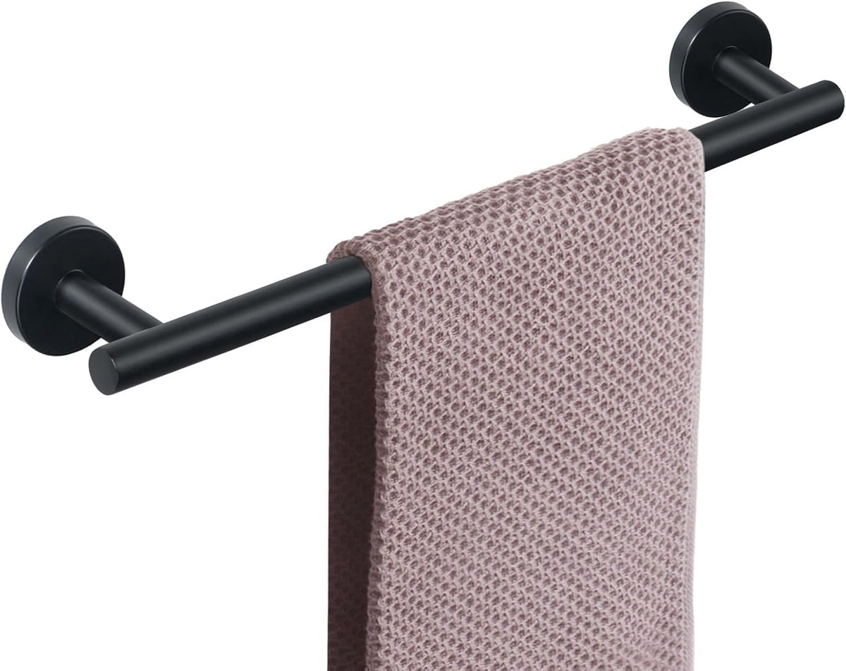 NearMoon Bath Towel Bar, Bath Accessories Thicken Stainless Steel Shower Towel Rack for Bathroom, Towel Holder Wall Mounted (1 Pack, Matte Black, 18 Inch)