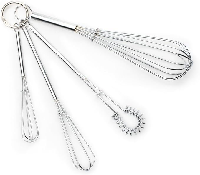 Fox Run Mini Whisks, Chrome Plated, Set of 4, Metallic, 8 x 2 x 1.75 inches