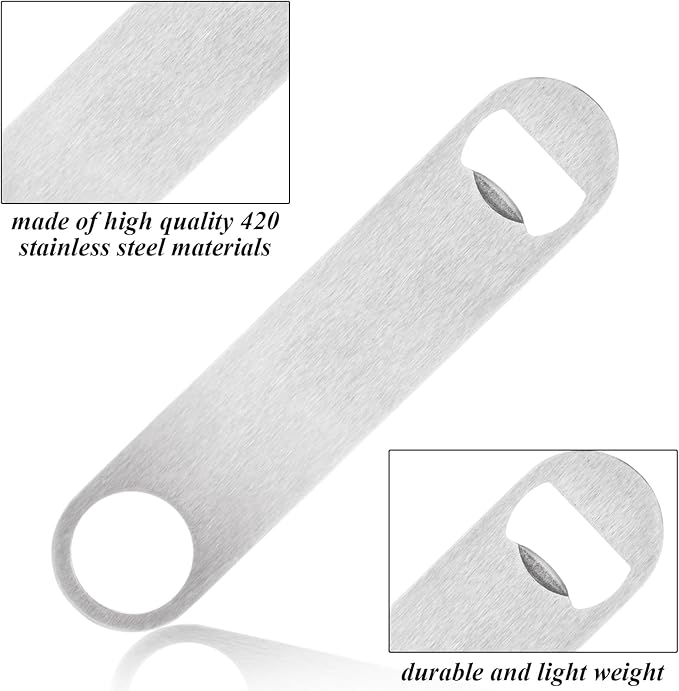 QTLCOHD 20 Pack 7 Inch Flat Bottle Opener, Stainless Steel Bottle Openers Bulk Silver Beer Bottle Opener Bartender for Kitchen Bar or Restaurant